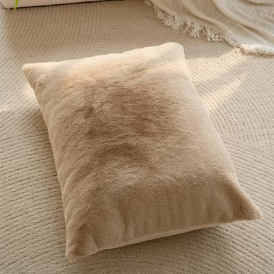 Show full view: Allisandro Extra Soft Faux Fur Pillow Dog Bed with Removable Cover, Khaki, Medium slide 4 of 7