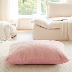 Allisandro Extra Soft Faux Fur Pillow Dog Bed with Removable Cover, Pink, Medium