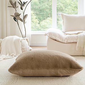 Allisandro Extra Soft Faux Fur Pillow Dog Bed with Removable Cover, Brown, X-Large