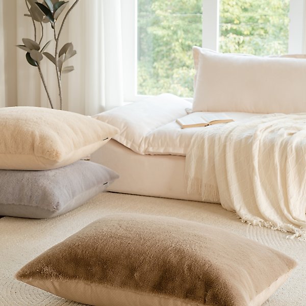 Show full view: Allisandro Extra Soft Faux Fur Pillow Dog Bed with Removable Cover, Brown, X-Large slide 7 of 7