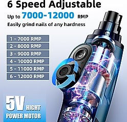 Bousnic Smart 6-Speed Quiet Cat & Dog Nail Grinder, Blue slide 2 of 8