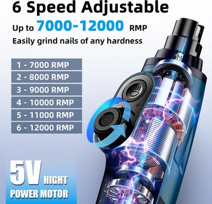 Show full view: Bousnic Smart 6-Speed Quiet Cat & Dog Nail Grinder, Blue slide 3 of 10
