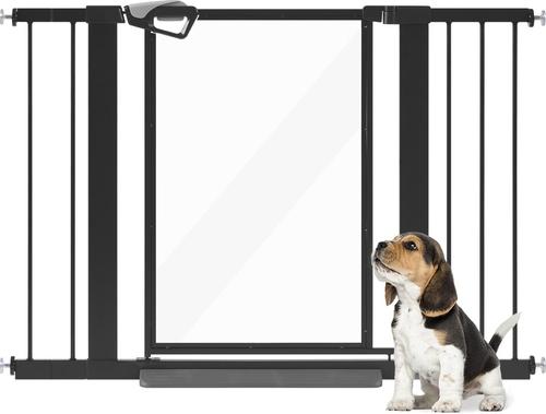 Show full view: Unipaws Plastic & Steel Transparent Walkthrough Dog Gate, Black slide 2 of 7