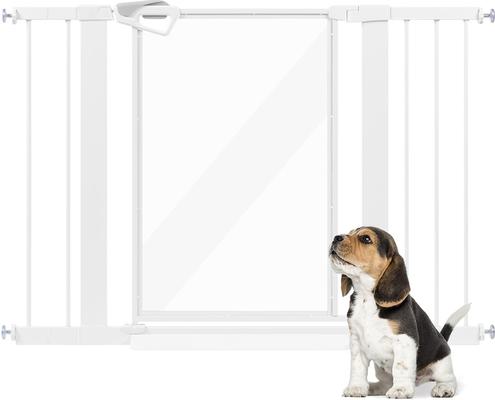 Show full view: Unipaws Plastic & Steel Transparent Walkthrough Dog Gate, White slide 2 of 7
