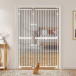 Unipaws Extra Tall Metal Dog & Cat Gate with Width Extension, White