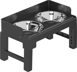 HANAMYA Elevated Dog Bowls with Adjustable Legs, Black, 6-cup