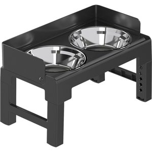 HANAMYA Elevated Dog Bowls with Adjustable Legs, Black, 6-cup