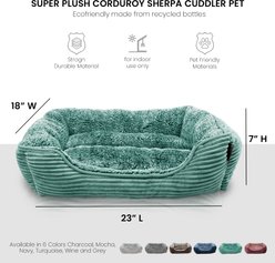 Precious Tails Super Plush Corduroy Sherpa Bolster Cat & Dog Bed, Turquoise slide 2 of 7