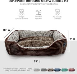 Precious Tails Super Plush Corduroy Sherpa Bolster Cat & Dog Bed, Mocha slide 2 of 7