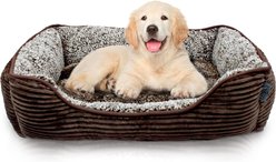 Precious Tails Super Plush Corduroy Sherpa Bolster Cat & Dog Bed, Mocha
