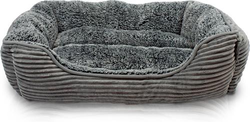 Show full view: Precious Tails Super Plush Corduroy Sherpa Bolster Cat & Dog Bed, Charcoal slide 8 of 9