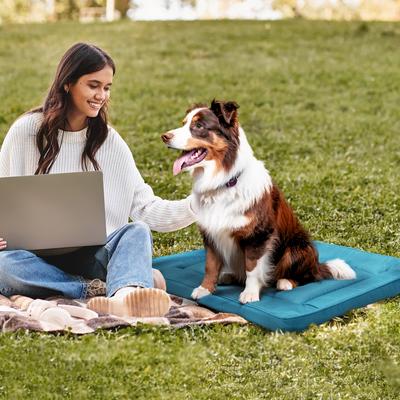 Show full view: Precious Tails Orthopedic Cat & Dog Bed Crate Mat, Teal, Large slide 5 of 8