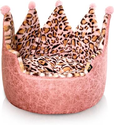 Show full view: Precious Tails Leopard Crown Bolster Cat & Dog Bed, Pink slide 7 of 8