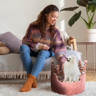 Show full view: Precious Tails Leopard Crown Bolster Cat & Dog Bed, Pink slide 5 of 8