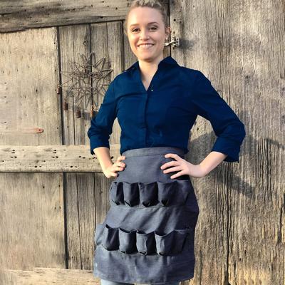 Show full view: Backyard Barnyard 12-Pocket Egg Gathering Apron Denim, Dark Blue slide 6 of 8