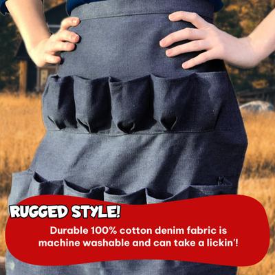 Show full view: Backyard Barnyard 12-Pocket Egg Gathering Apron Denim, Dark Blue slide 8 of 8
