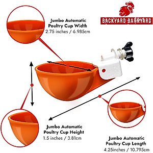 Backyard Barnyard Jumbo Automatic Poultry Cup Drinker, 6 count