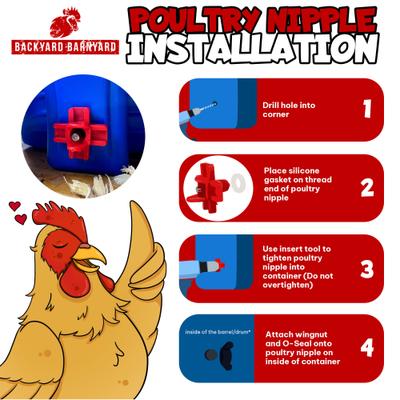 Show full view: Backyard Barnyard Horizontal Chicken Water Nipple Kit, 12 count slide 6 of 9