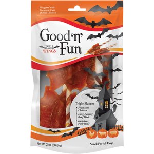 Good 'n' Fun Triple Flavor Wings Chicken, Beef & Pork Hide Dog Chews, 2-oz bag