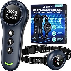 Bousnic 2-in-1 Smart Anti-Bark Collar & 3300ft Remote Waterproof Dog Shock Collar, Dark Blue