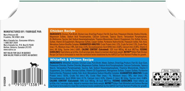 Nutro Perfect Portions Kitten Variety Pack Pate Wet Cat Food, 2.6-oz, case of 12 twin-packs