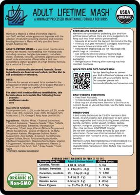 Show full view: Harrison's Bird Foods Adult Lifetime Mash Organic Powder Bird Food, 1-lb bag slide 2 of 7