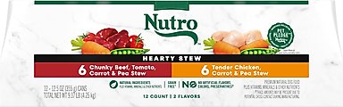 Nutro Hearty Stew Variety Pack Chunky Beef, Tomato, Carrot & Pea Stew & Tender Chicken Adult Wet Dog ...