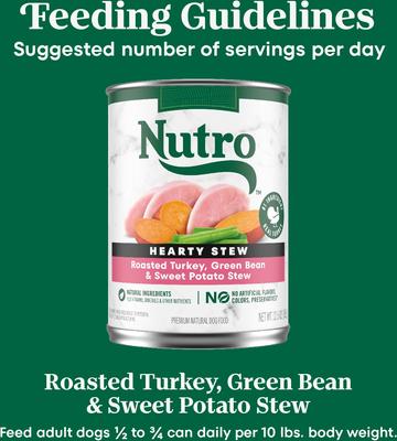 Show full view: Nutro Hearty Stew Turkey, Sweet Potato & Green Bean Cuts in Gravy Adult Canned Wet Dog Food, 12.5-oz, case of 12 slide 8 of 11