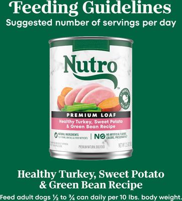 Show full view: Nutro Premium Loaf Turkey, Sweet Potato & Green Bean Grain-Free Adult Canned Wet Dog Food, 12.5-oz, case of 12 slide 8 of 11