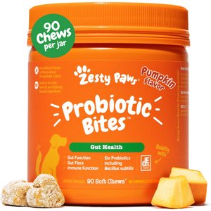 Zesty Paws Probiotic Bites Pumpkin Flavored Soft Chews Digestive Supplement for Dogs