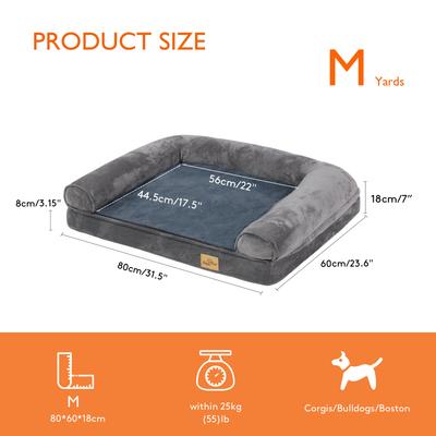 Show full view: BingoPaw Orthopedic Sofa Dog & Cat Bed with Removable Cover, Grey, Medium slide 9 of 10