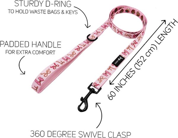 Sassy Woof Sweet Treats Dog Leash, Pink, 5-ft long, 3/4-in wide