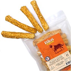 Riley's Peanut Butter Basted Beef Hide Natural Dog Chew Treats, Medium, 12 count