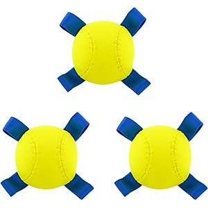 HARTZ Dura Play Sports Ball Variety Dog Toy, Yellow & Blue, Bacon