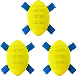 Hartz Dura Play Sports Football Dog Toy, Yellow & Blue, Bacon Scented, 3 count