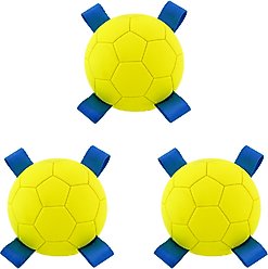 Hartz Dura Play Sports Soccer Dog Toy, Yellow & Blue, Bacon Scented, 3 count