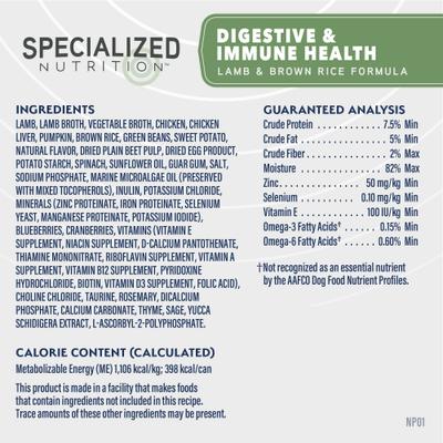 Show full view: Natural Balance Specialized Nutrition Digestive & Immune Health Adult Lamb & Brown Rice Formula Wet Dog Food, 12.7-oz can, case of 12 slide 9 of 11