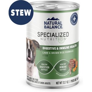 Natural Balance Specialized Nutrition Digestive & Immune Health Adult Lamb & Brown Rice Formula Wet Dog Food, 12.7-oz can, case of 12