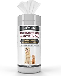 Alpha Paw Antibacterial & Antifungal Medicated Dog & Cat Wipes, 60 count