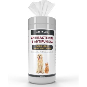Alpha Paw Antibacterial & Antifungal Medicated Dog & Cat Wipes, 60 count