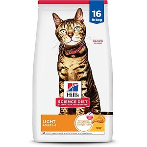 Hill's Science Diet Adult Light Weight Management Chicken Recipe Dry Cat Food, 16-lb bag