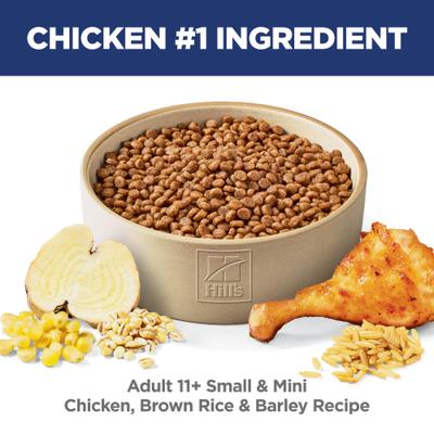 Show full view: Hill's Science Diet Senior Adult 11+ Small Breed & Mini Breed Chicken Meal, Barley & Brown Rice Recipe Dry Dog Food, 15.5-lb bag slide 4 of 13