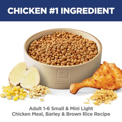 Show full view: Hill's Science Diet Adult Light Weight Management Small Breed & Mini Breed with Chicken Meal & Barley Dry Dog Food, 15.5-lb bag slide 4 of 13