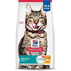 Hill's Science Diet Senior Adult 7+ Indoor Chicken Recipe Dry Cat Food, 15.5-lb bag
