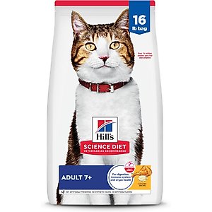 Hill's Science Diet Senior Adult 7+ Chicken Recipe Dry Cat Food, 16-lb bag
