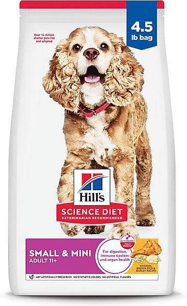Hill's Science Diet Senior Adult 11+ Small Breed & Mini Breed Chicken Meal, Barley & Brown Rice Recipe Dry Dog Food