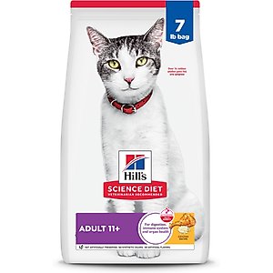 Hill's Science Diet Senior Adult 11+ Chicken Recipe Dry Cat Food, 7-lb bag