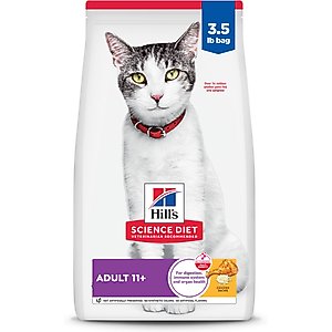 Hill's Science Diet Senior Adult 11+ Chicken Recipe Dry Cat Food, 3.5-lb bag