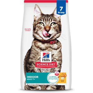 Hill's Science Diet Senior Adult 7+ Indoor Chicken Recipe Dry Cat Food, 7-lb bag