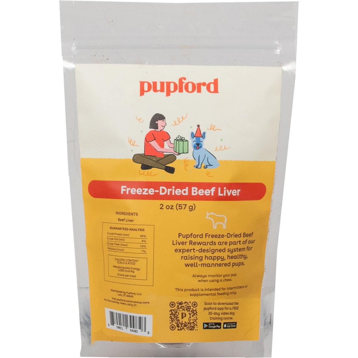 Pupford Beef Liver Freeze-Dried Limited Ingredient Dog Treats, 2-oz bag